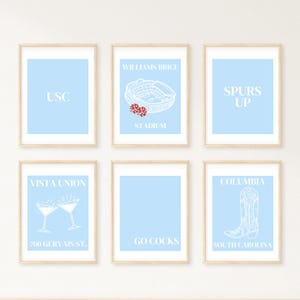 College prints of University of South Carolina | college trendy wall art | preppy digital prints for dorm room or apartment