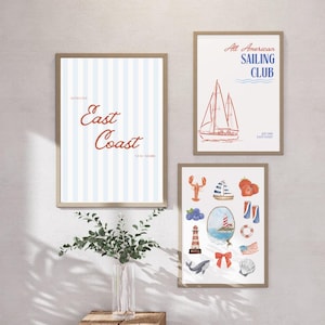 East Coast wall art, trendy digital print, set of 3, apartment/college dorm prints, coastal Cape Cod prints, 11x14