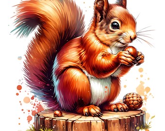 Squirrel Clipart Bundle: Whimsical Wildlife PNG Images (Commercial Use)