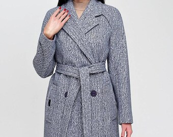 Wool Coat With Belt Grey Belted Lined Classic Minimalist Midi Outerwear Пальто В-1194 Монако Тон 6