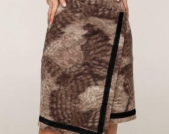 Asymmetric Wool Wrap Skirt - A-line Midi for Autumn and Winter