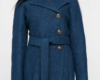 Wool Coat With Belt Lined Autumn Winter Overcoat Пальто В-1179 Cost Тон 108