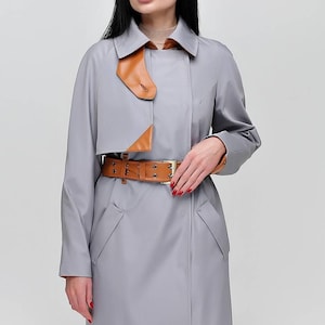 Gabardina retro de estilo vintage para mujer para otoño primavera Плащ В-1295 МФ 102032 Тон 47