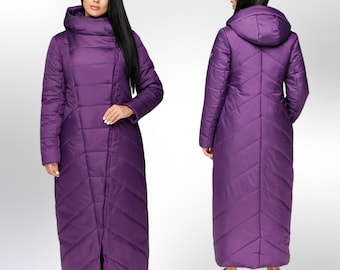 Lila Langer Wattebausch Winter Warm Damenbekleidung Пуховик ПВ-1133 Лаке Тон 33