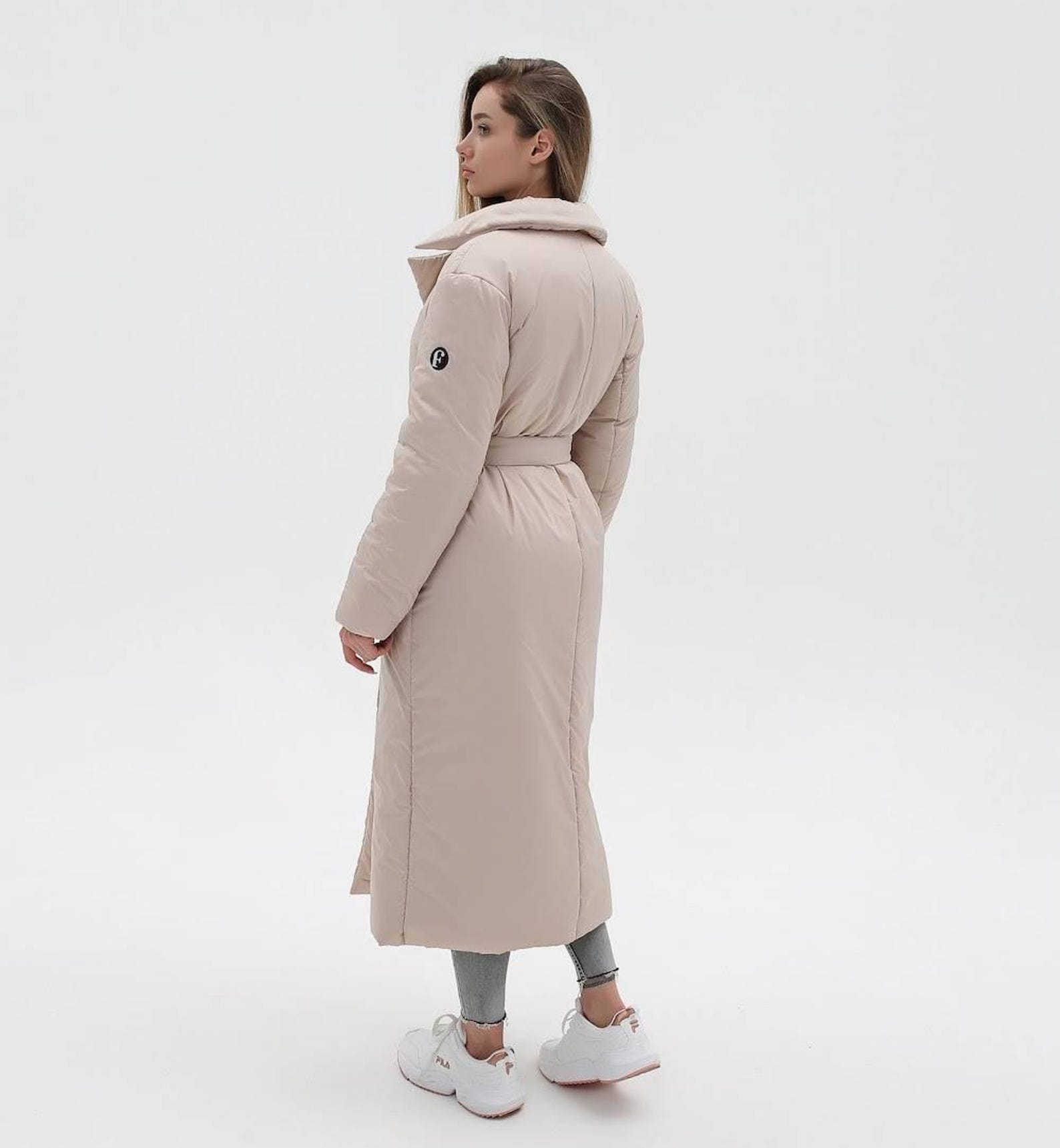 Autumn Women Beige Winter Outerwear Long Sleeve Side Zipper Casual Warm Padded Jacket Coat