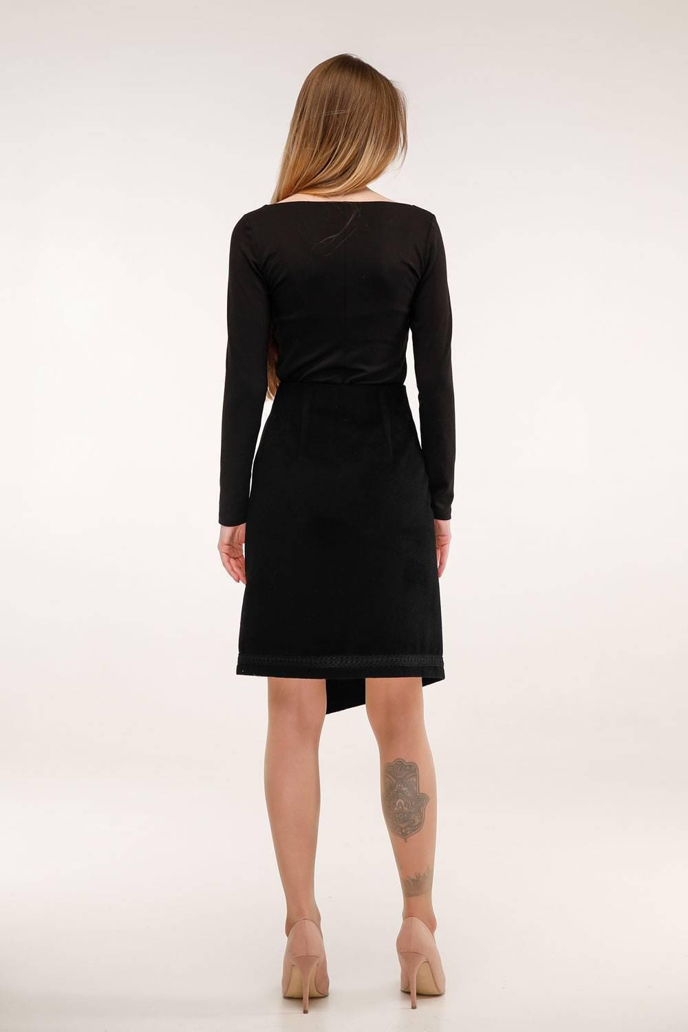 Asymmetric Wool Wrap Skirt - A-line Midi for Autumn and Winter