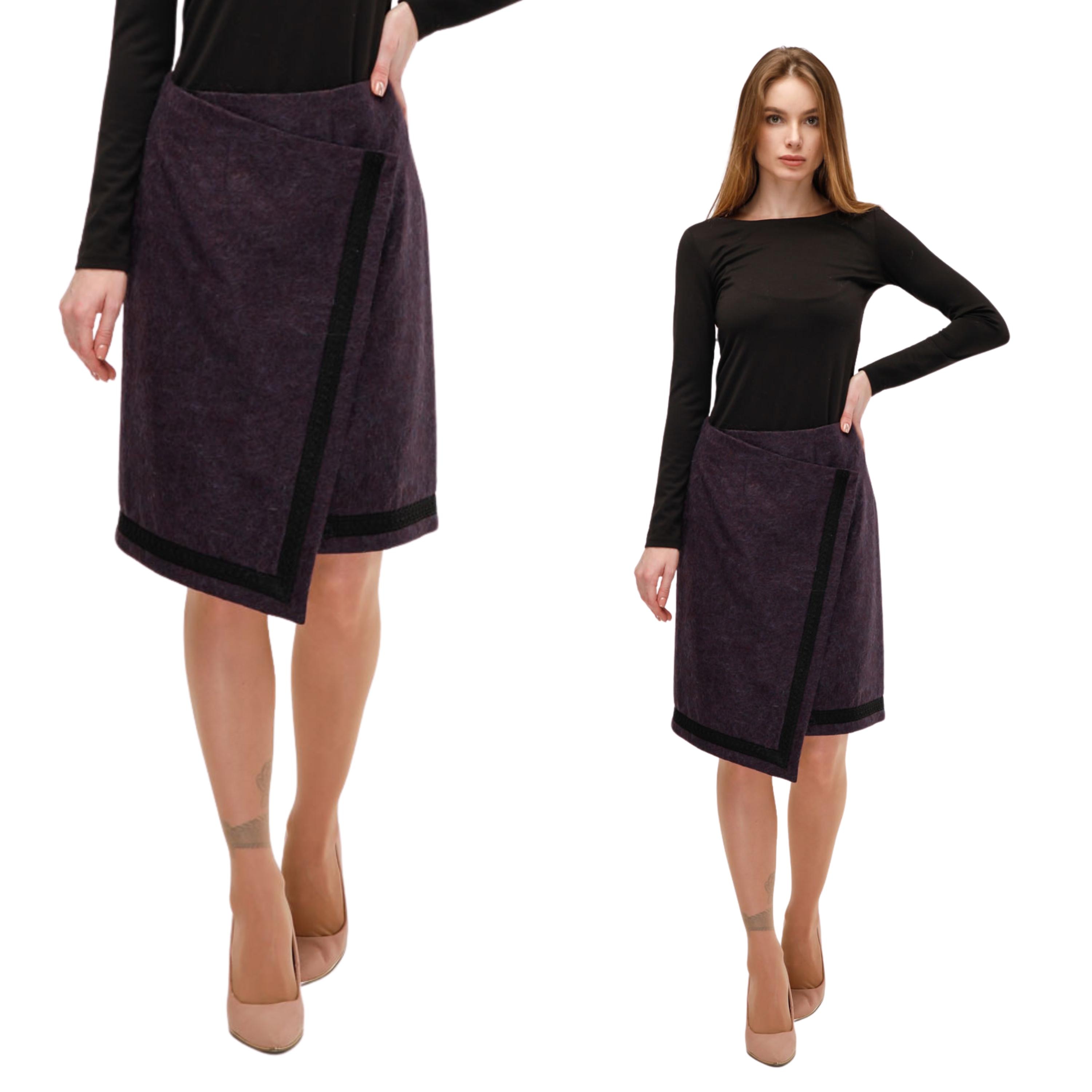 Asymmetric Wool Wrap Skirt - A-line Midi for Autumn and Winter