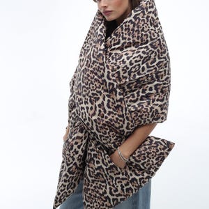 Leopard Puffer Large Scarf 20x85in with 2 pockets Blanket Shawl Cape Around Shoulders Wrap Warm Winter Gift More Colors Womens Clothing
