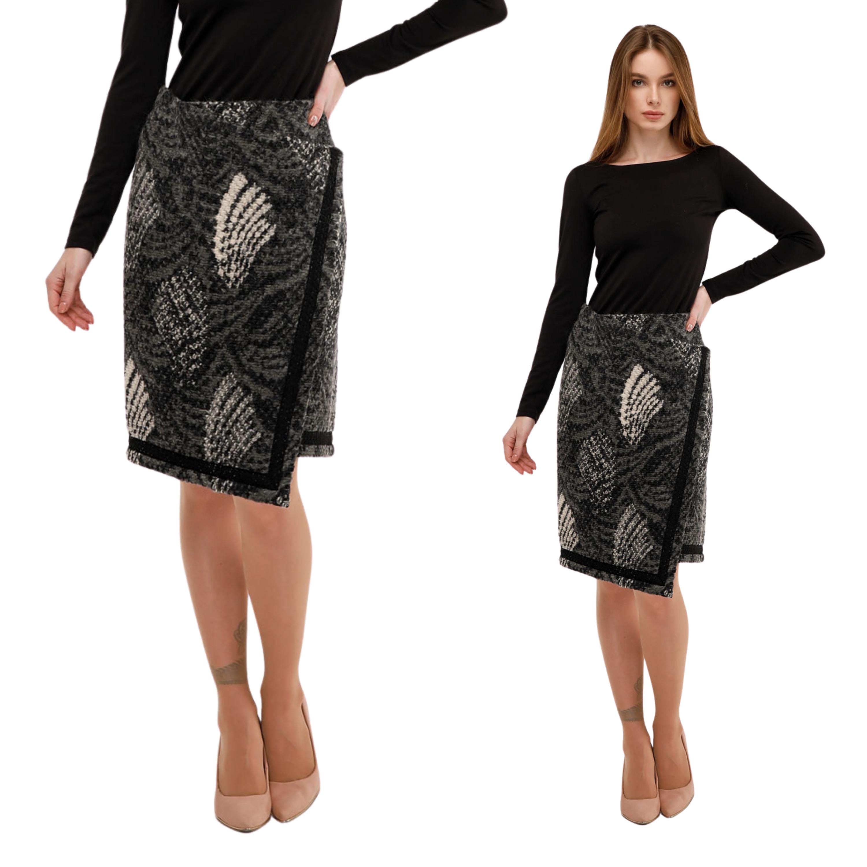 Asymmetric Wool Wrap Skirt - A-line Midi for Autumn and Winter