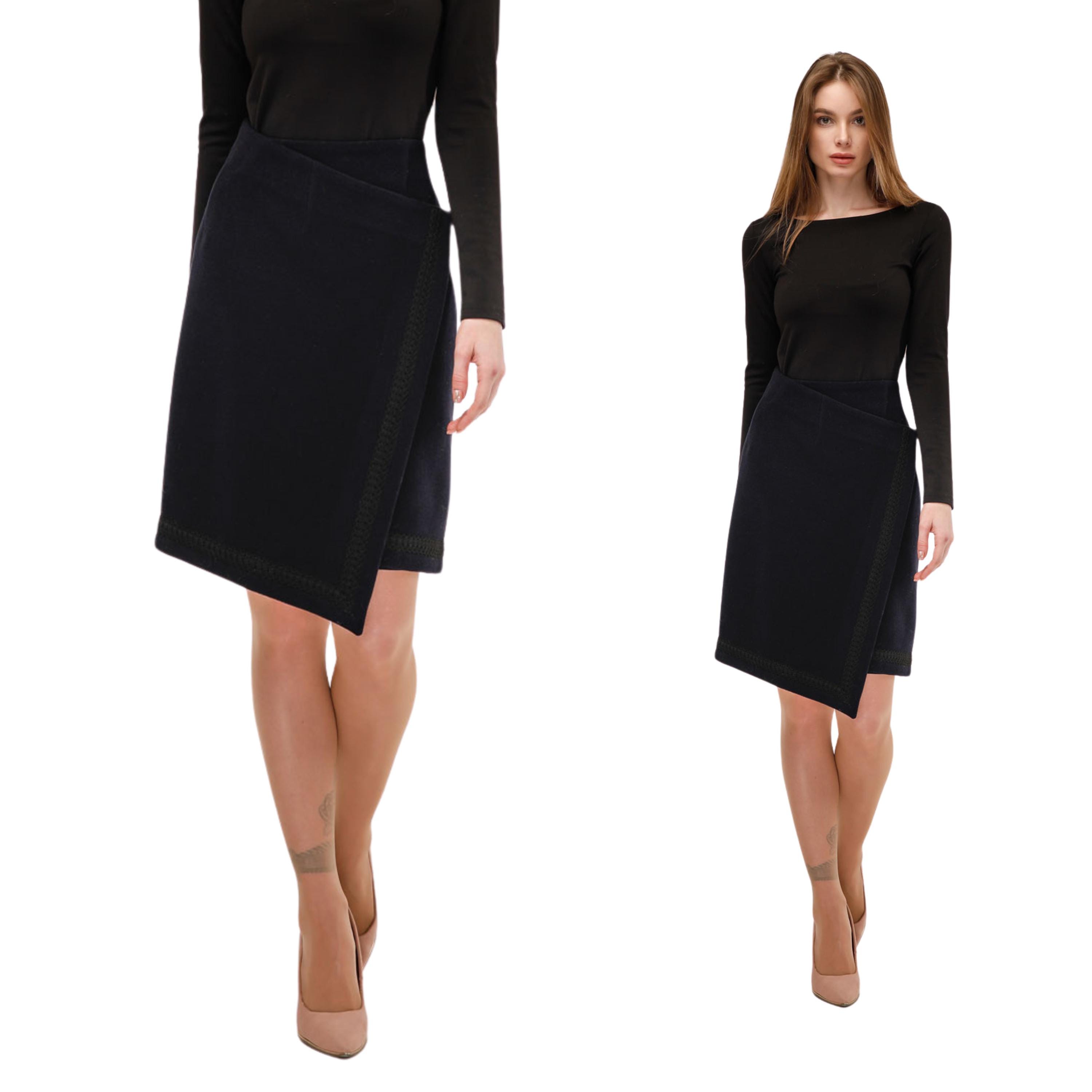 Asymmetric Wool Wrap Skirt - A-line Midi for Autumn and Winter