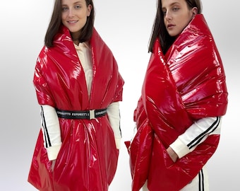 Women's Puffer Blanket Shawl Cape with Removable Belt Warm Gift Womens Clothing