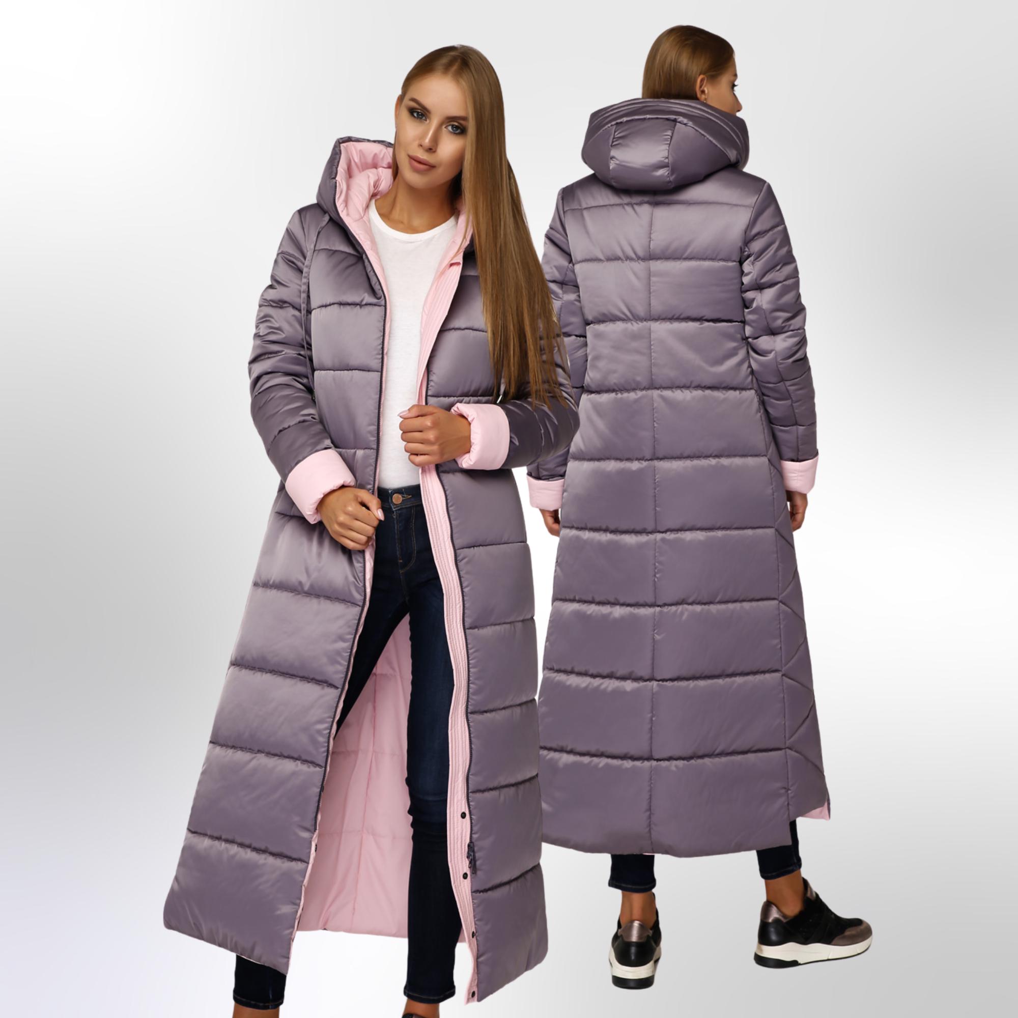 Purple Maxi Puffer Coat: Women's Waterproof Hooded Winter Jacket