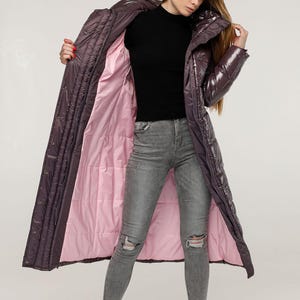 Brown Long Puffer Coat Warm Winter Clothing Пуховик ПВ-1279 Лак Тон 22