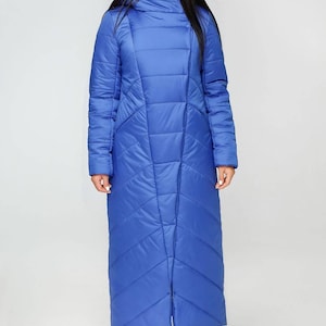 Blue Long Puffer Coat Winter Warm Women&#39;s Clothing Пуховик ПВ-1133 Лаке Тон 13