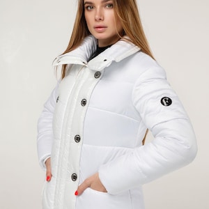 White Long Puffer Coat Warm Winter Clothing Пуховик ПВ-1279 Лаке Тон 1