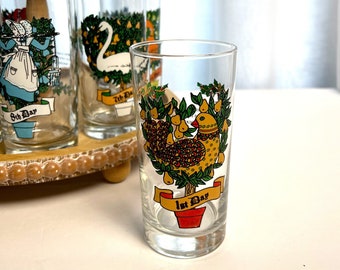 Vintage Twelve Days of Christmas 14 oz Tumblers from Indiana Glass | Vintage Holiday Glassware