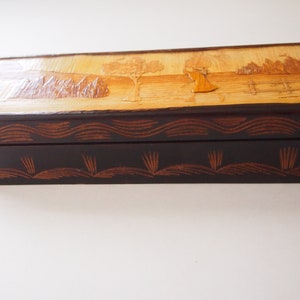 Wood and Bamboo Inlay Marquetry Box, Jewelry or Trinket Box, Dresser Organizer MCM Boho Eclectic Jungalow Tropical Africa Caribbean image 5