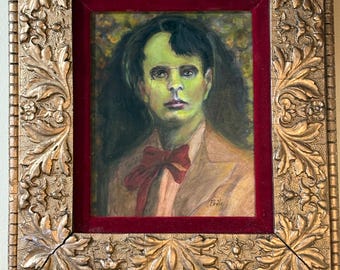 The Spirit of WB Yeats - Oil Painting  in Antique Frame Halloween - Spiritualism