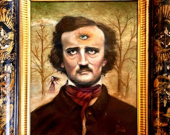 Mystical Poe - Edgar with Third Eye Oil Painting