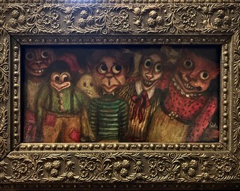 Trick or Treat Framed Halloween Oil Painting