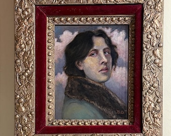Oscar Wilde Oil Painting Portrait in an Antique Frame
