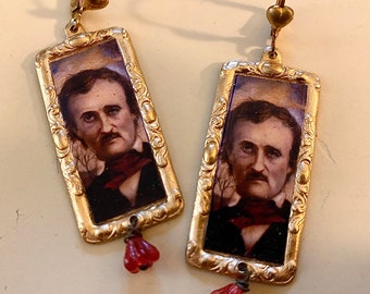 Poe Mini-Print Dangle Earrings from J Ponte Painting “Demon in my View”