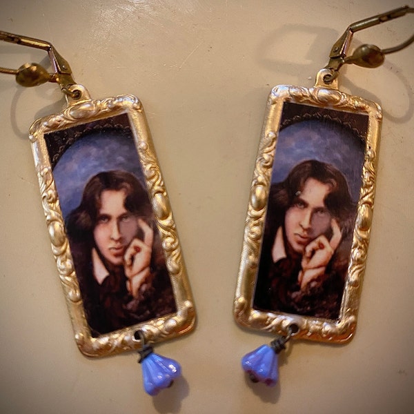 Oscar Wilde Mini-Print Dangle Earrings