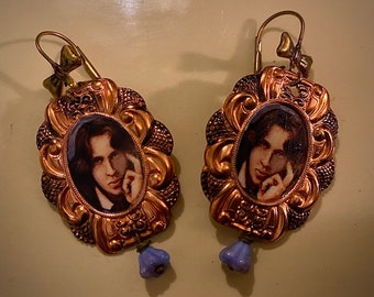 Oscar Wilde Antique Copper Mini-Print Portrait Earrings J Ponte Art