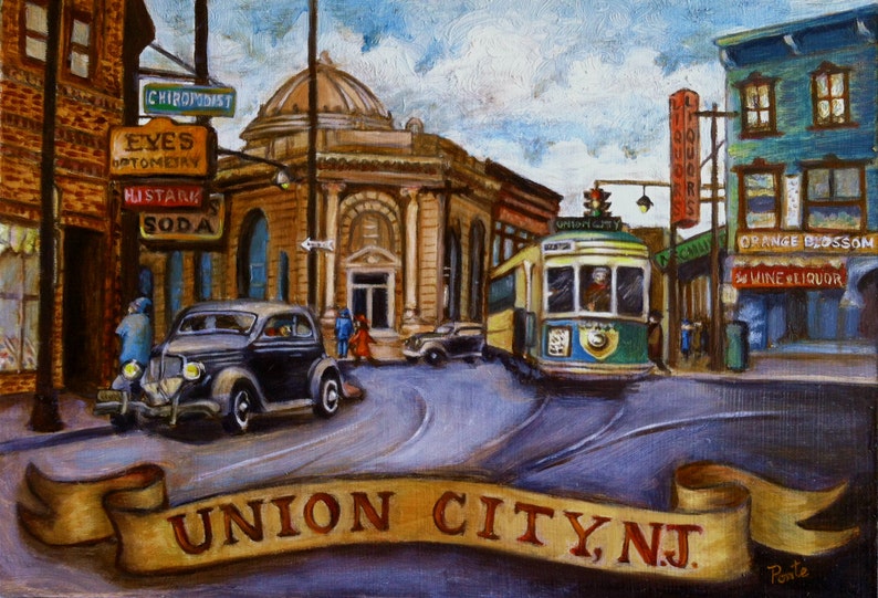 Print Union City, NJ 1940s City Scene Etsy