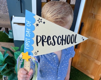 Personalized Back to School Sign - First Day of School Pennant Flag