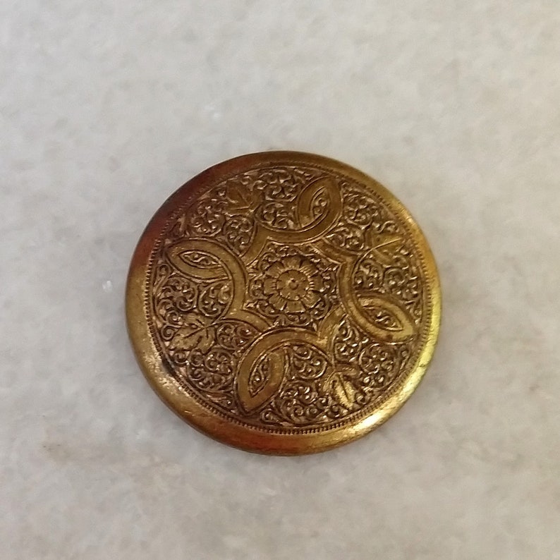 1 38 or 34 mm Large Antique Victorian Stamped Brass Button