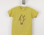 T-shirt toddler organic ice cream screen printed I'm cool dijon yellow 2T 4T 6T