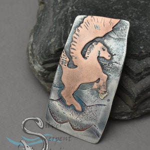 Colgante Pegasus Flight - plata de primera ley, cobre, fantasía, hecho a mano
