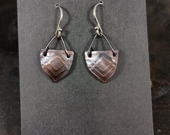 Copper Earrings - geometric, art deco