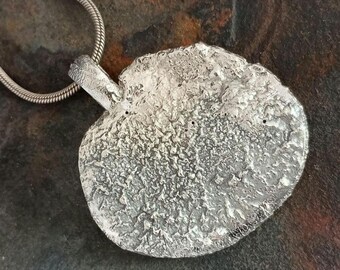 Silver Disc Pendant - textured, recycled, solid sterling silver