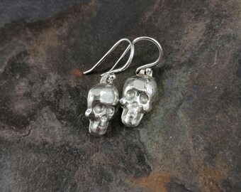Silver Skull Earrings - sterling