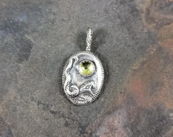 Year of the Snake Pendant - sterling silver, coiled, fangs out, small