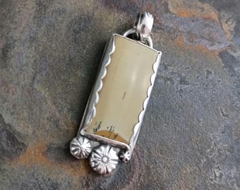 Owyhee Jasper Pendant - landscape, scenic, Idaho gem, sterling silver, hand built