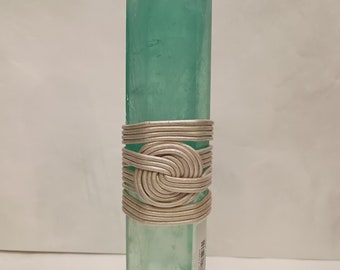 Fluorite Tower - leather wrap, large tower, green