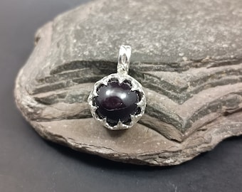 Idaho Star Garnet Pendant - large garnet, sterling silver, dark red, Idaho State Gemstone, made in Idaho, made in USA