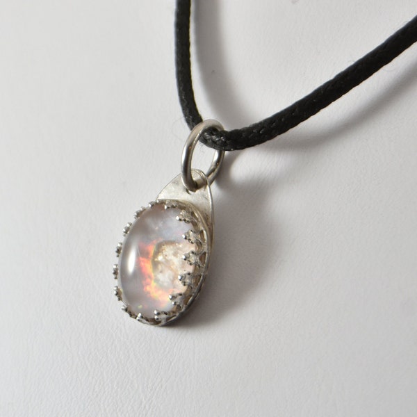 Spencer Opal Pendant - Idaho opal, natural opal, fire opal, hand-built sterling silver setting