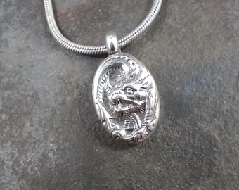Heraldic Beast Pendant - solid sterling silver .925, manticore, dragon, fantasy, gothic, antique design