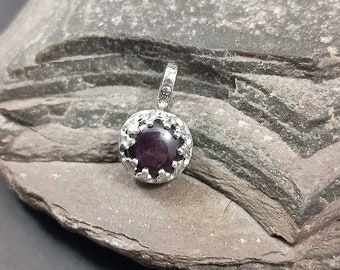 Idaho Star Garnet Pendant - small, dainty, sterling silver, dark red, Idaho State Gemstone, made in Idaho, made in USA