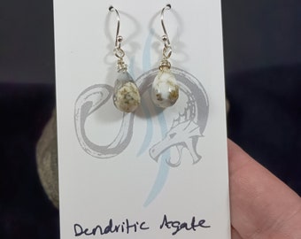 Dendritic Agate Earrings - sterling silver