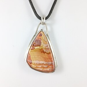 Peach Smoothie Pendant - natural, untreated jasper, sterling silver setting, 2 sided, double sided, peach, orange, pink, purple, lavender