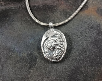 Lion's Roar Pendant - solid sterling silver .925, antique design, medieval