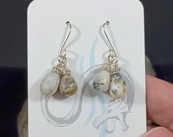 Triple Dendritic Agate Earrings - sterling silver