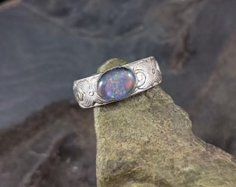Spencer Opal Ring - sterling silver, Idaho opal, size 6