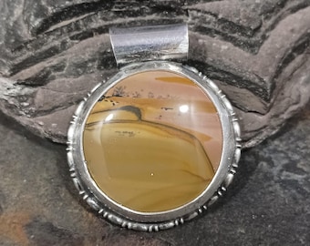 Scenic Desert Jasper Pendant - sterling silver, pink, brown