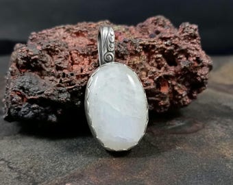 The Dreamer - moonstone and sterling silver pendant, two sided